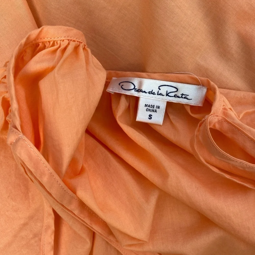Oscar de la Renta Peach Cotton Maxi Dress